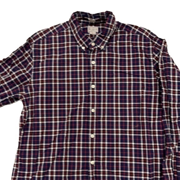 J. Crew Other - J‎ CREW Button Down Navy Blue Red Plaid Slim Fit Cotton Preppy Size Large